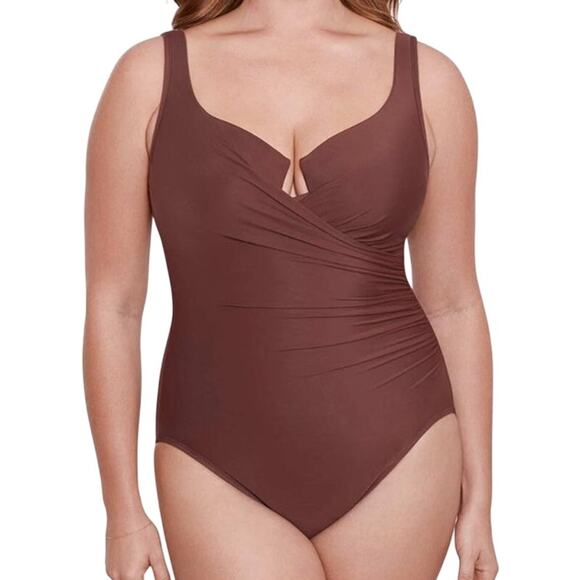Miraclesuit Must Haves Escape Underwired Shaping Swimsuit Brown Women's 20W NWOT - Picture 1 of 7